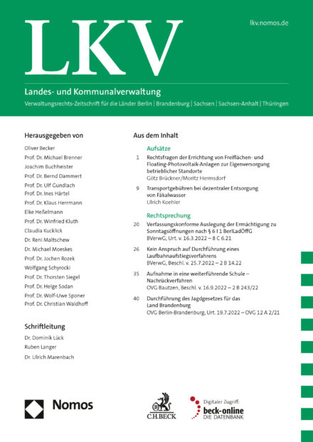 LKV - Landes- und Kommunalverwaltung - Zeitschrift | Nomos Verlag