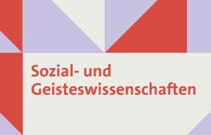 Zu sehen ist die Headergrafik für den Fachbereich Sozial- und Geisteswissenschaften. Die Überschrift ist in rot geschrieben und wird umrahmt von lila und roten Dreiecken.