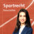 Beitragsteaser des Newsbeitrages zum Sportrecht. Zu sehen ist eine Rennbahn auf orangenem Grund. Im Vordergrund befindet sich die Autorin Cornelia Stietz.